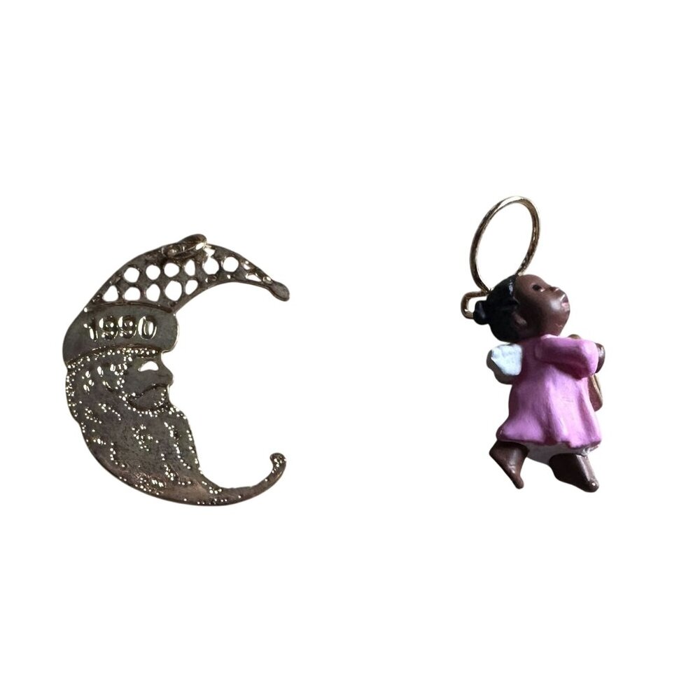 Vtg Hallmark Christmas Ornaments Miniature Brass Santa & Heavenly Music 1990s